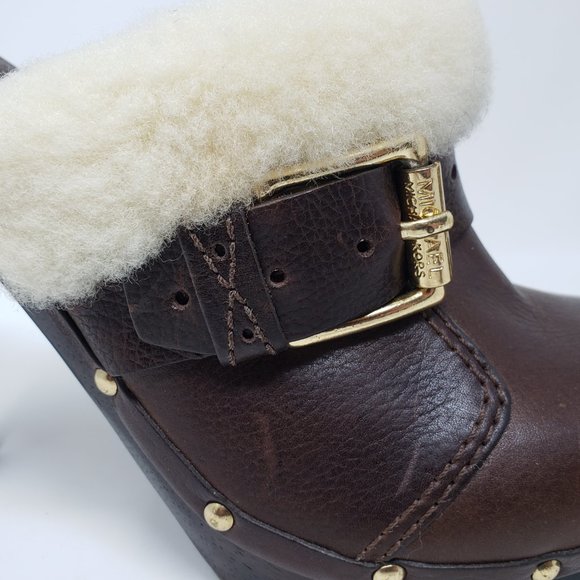 Michael Kors Brown Shearling Clogs - Picture 11 of 12